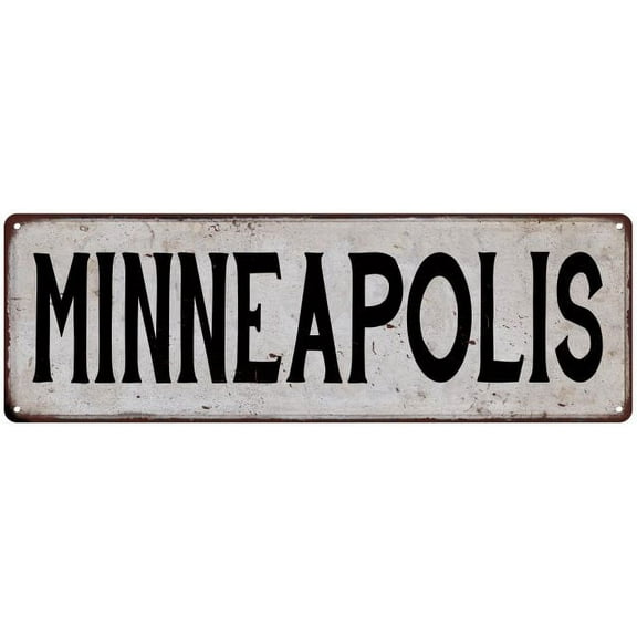 MINNEAPOLIS Vintage Look Rustic Metal City State Sign 6 x 18 High Gloss Metal 206180041325
