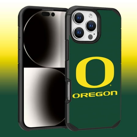 Apple iPhone 16 Pro Max (6.9) - Licensed NCAA University of Oregon Ducks Logo on Green Textured Dual Layer Case
