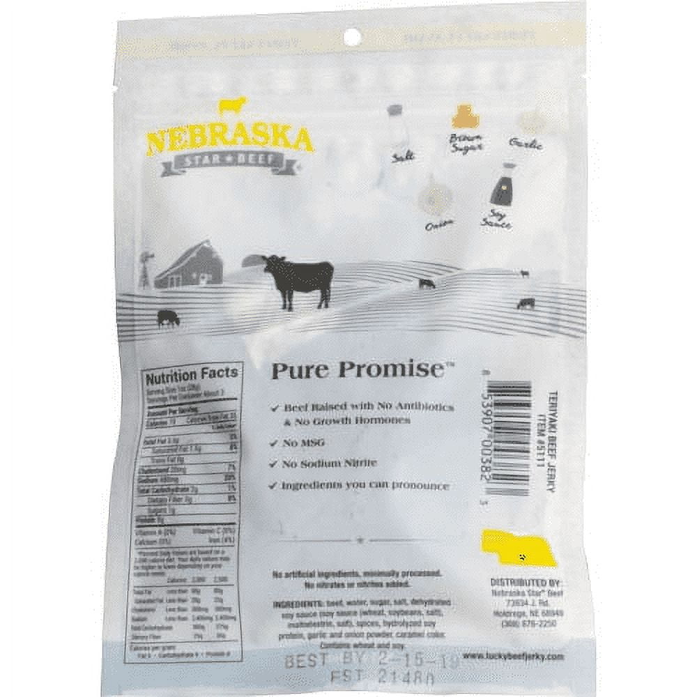 Nebraska Star Beef Lucky Beef Jerky Teriyaki 12-Pack 3 oz High Protein Snack