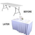 thumbnail image 2 of Uralili 4/6/8ft Universal Stretch Spandex Table Cloth for Rectangle Tables, Wrinkle-Free & Easy Setup Fitted Tablecloths with Elegant Skirt, Perfect for Weddings, Birthday Parties & Home Decor, 2 of 6