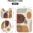thumbnail image 2 of Boho Mid Century Bathroom Rug Set of 3, Brown Abstract Minimalistic Arch Beige 3 Pieces Bath Mats Set, No Silp Washable Cover Floor Rug Decorations for Kitchen Bathroom Bedroom, 2 of 6