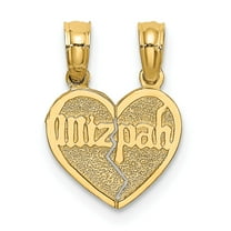 14K Yellow Gold Charm Pendant Themed 15.2 mm 11 Reversible Break Apart Mizpah Heart