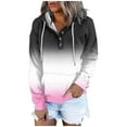 thumbnail image 2 of Daznico Women's Street Style Gradually Changing Color Button Collar Pocket Drawstring Casual Sports Hoodie,Size XL, 2 of 5