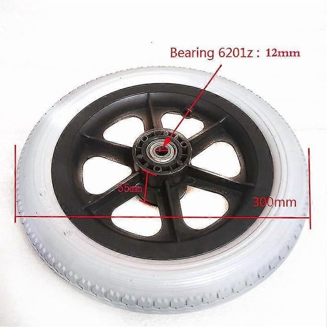 12 Inches Wheelchair Wheel 12 1 / 2x2 1 / 4 Pu Tire Inflation Free Wheel Manual Wheelchair Rear Wheel
