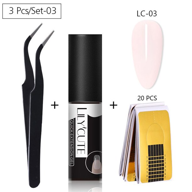 LILYCUTE, juego de Gel de uñas de extensión rápida de 5ml, Gel duro de construcción rosa claro para extensiones de dedos, Kit de herramientas de manicura zhangmengya LED