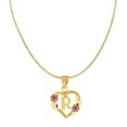 thumbnail image 1 of Precious Stars 14K Two-Tone Gold Flower and Heart-Shaped Initial 'R' Pendant with 16" Chain Necklace, 1 of 5
