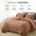 thumbnail image 3 of Moonlight20015 3 Piece Quilt Set Lightweight Microfiber Bedspread Modern Floral Embossing Peach King, 3 of 9