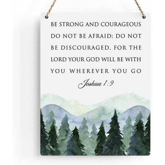 8x10 Inch Inspirational Decor Be Strong And Courageous Joshua 19 Scripture Wooden Hanging Sign Christian Gift For Baby Kids Girl Boy Nursery Teen Room Bible Verse Wall Art