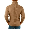 thumbnail image 3 of Kixjoy Winter Sweaters for Men Oversized Mock Neck Cable Knit Sweater Long Sleeve Fashion Slim Fit Winter Sweater Soild Casual Warm Mens Pullover Sweater, Khaki 2XL, 3 of 4