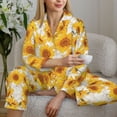 thumbnail image 6 of Pofeuu White Marble Pattern Sunflower Print Womens Pajamas Set Long Sleeve Sleepwear Button Down Nightwear Soft Pj Lounge Sets Button Down Pajamas Women-Large, 6 of 7