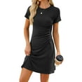 thumbnail image 4 of Gustave Women's Summer T Shirt Dress Ruched Bodycon Mini Dresses Casual Short Sleeve Wrap A-Line Sundress for Beach Party Work "Black, S", 4 of 6