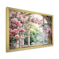 thumbnail image 2 of Designart "Gazing through Country Window at Pink Blossoms IV" Floral Framed Wall Art Decor - Traditional Pink Window Bedroom Framed Canvas Wall Art, 2 of 6