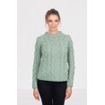 thumbnail image 2 of SAOL Aran Sweater Made in Ireland 100% Premium Merino Wool for Women | Irish Crew Cable Knitted Raglan Pullover | Seafoam Green, 2 of 7