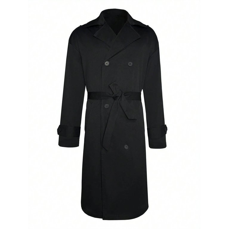 Levmjia Men's Double-Breasted Trench Coat Nylon Spandex Jacket