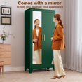 thumbnail image 4 of RIETERN Metal Armoire Wardrobe Closet, 71" Tall Bedroom Closet with Mirror, Adjustable Shelves, and Hanging Rod, Steel Clothes Closets and Storage, for Bedroom Green, 4 of 17