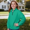 thumbnail image 3 of Uorisanigo Green Kids Girls Half Zip Pullover Sweatshirt Fall Trendy Quarter Zipper Cropped Sweatshirt Loose Long Sleeve Workout Shirts Comfy Pullover Jackets Sweaters, 3 of 7