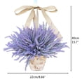 thumbnail image 2 of Cesta de flores para puerta, flores colgantes artificiales en cesta de corona de lavanda, decoración de jardín construida para el futuro, 2 of 8