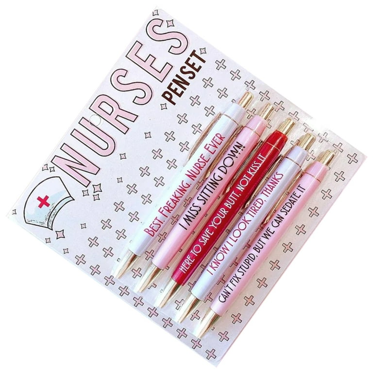 5PCS Funny Nurses Pens Set Reliable Cute Letter Printed Ballpoint Pen for  School Stationery or Diary Items