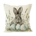 thumbnail image 2 of Pillow Covers 18x18, Short Lint Easter Decorations Bunny Throw Pillow Covers, Flower Cushion Cover for Spring Decor Bedroom Couch, White, 2 of 6