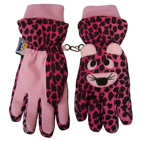 North Face Waterproof Gloves NICE CAPS Girls Waterproof and Thinsulate Insulated Cute Tiger Face Ski Snow Winter Gloves - Fits Kids Toddler Childrens Youth Child Sizes For Cold Weather ()