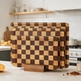 thumbnail image 2 of TJ POP 4-Piece Checkered Cutting Board Set, Wood Checkerboard Cutting Boards for Kitchen with Stand, Chopping Board Set with Juice Groove & Handle for Meat, Vegetables, Cheese & Serving, 2 of 8