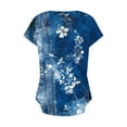 thumbnail image 5 of JTZGDY Womens Summer Short Sleeve T-Shirts Cute Floral Printed Button Wrap Cross V Neck Graphic Tunic Tops Trendy Business Work Blouse Blue#04 L, 5 of 6