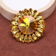 thumbnail image 4 of sunsanly Brooch Badge Electroplating Rhinestone Geometric Shape Temperament Ornamental Dress Up Rust-resistant Flower-Shaped Round Brooch Pin Jewelry Accessories, 4 of 8