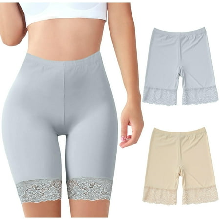 Price Drop Alert: Women Panty  Bragas de mujer  Women s Ice Silk Seamless Wide Waist Lace Large Size Shorts Leggings SOPATENOR Gray XL