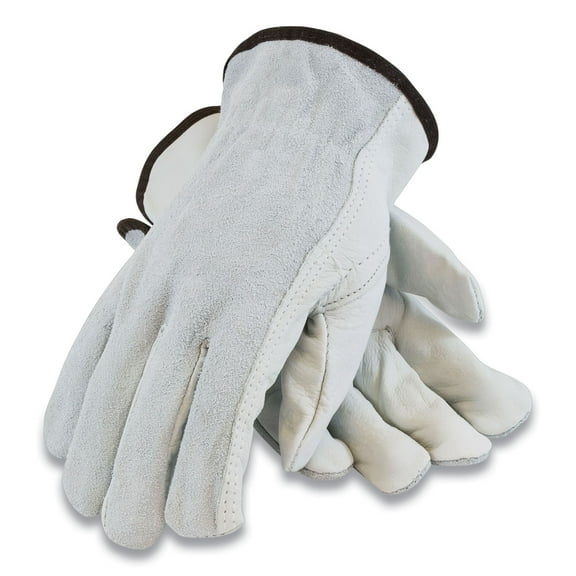 Top-Grain Leather Drivers Gloves With Shoulder-Split Cowhide Leather Back, Small, Gray | Bundle of 2 Pairs