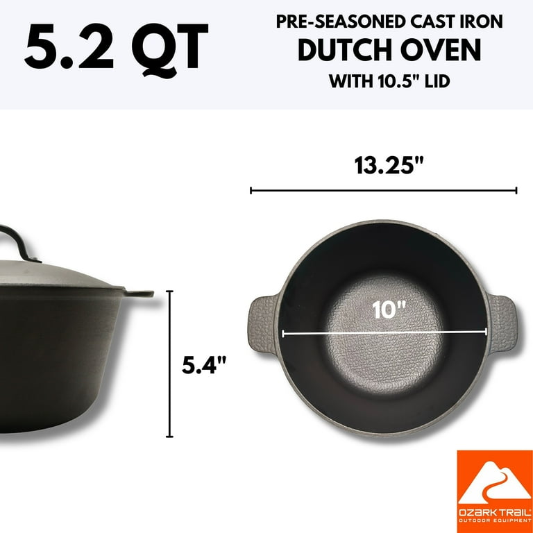 Ozark Trail 5.2 qt Lightweight Cast Iron Dutch Oven with Lid