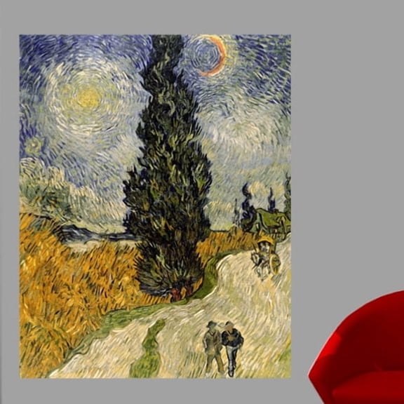 Wallhogs Van Gogh Road with Cypresses (1890) Wall Mural