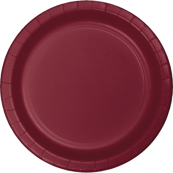 Burgundy Round Paper Plates 24 Count for 24 Guests