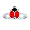 Red Black Ladybug Shape Garden Midi Band Toe Ring Silver Sterling