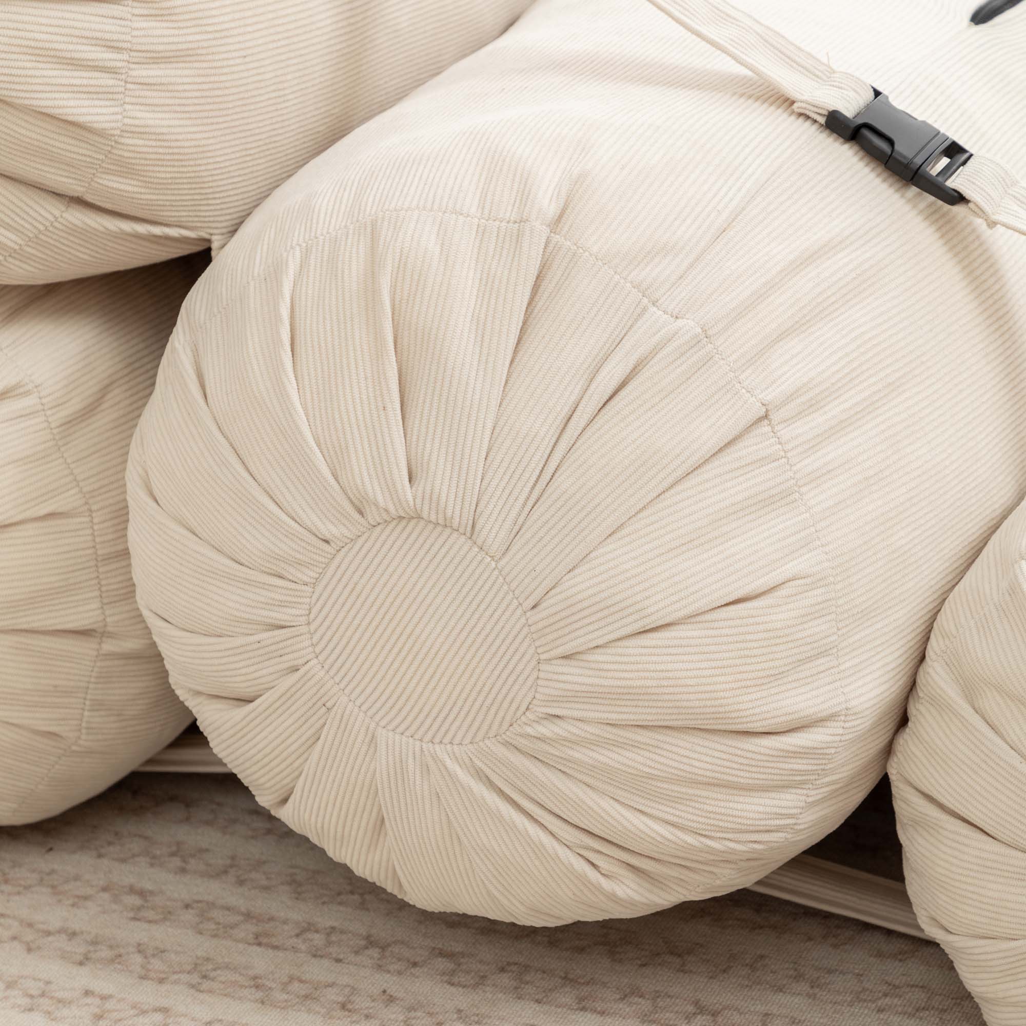 Miniyam 76" x 50" Beige Floor Sofa with Adjustable Straps Bean Bag Lounger for Living Room, Bedroom