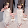thumbnail image 5 of adviicd Robes de Printemps pour Filles Robe Maxi Décontractée Sans Manches Col Halter Ligne A Fluide Blanche,100, 5 of 5