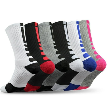 

Worallymy Pack of 12 6 Pairs Professional Basketball Socks Athletic Male Sporting Feet Equipment Thickening Sock in Bags Package