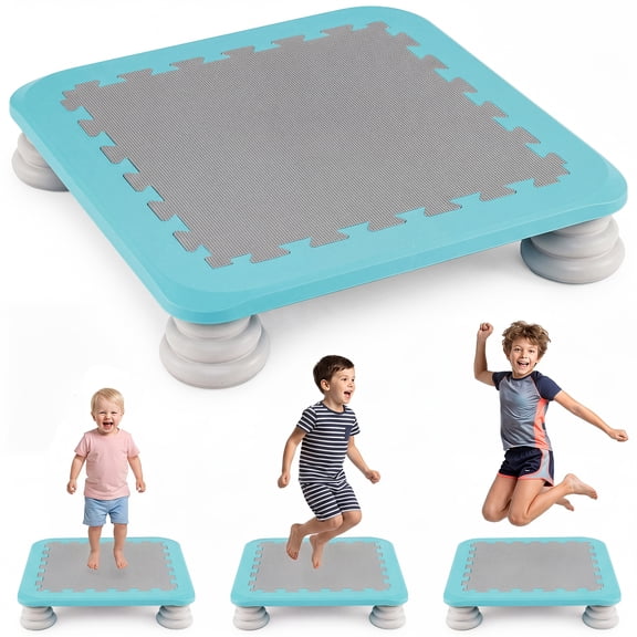 Gymax 25.5'' Mini Trampoline w/4 Removable & Non-Slip Foot Pads for Kids Indoor Outdoor Blue