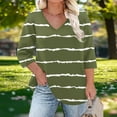 thumbnail image 2 of aidice Hauts Grande Taille pour Femmes Manches Raglan 3/4 Col en V Rayé Chemises Confortables, 2 of 6