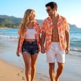 thumbnail image 4 of Womens Button Down Shirts Casual Floral Hawaiian Shirt Summer Beach Vacation Tropical Tops Orange, 4 of 8