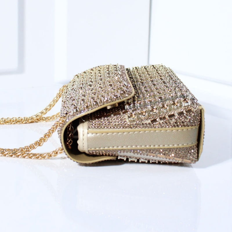 Vintage Women’s Bag Mini Crossbody Shoulder Bag Chain Strap Clutch Purse Rhinestone Evening Bag Crystal Embellishment Messenger Bag Fashion Accessory Casual Totes Multicolor Gold Silver Black Hobos