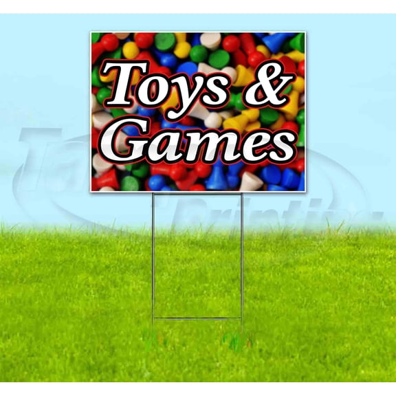 Toys & Games (18" x 24") Yard Sign, Includes Metal Step Stake
