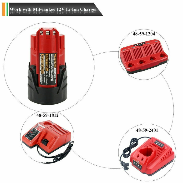 For Milwaukee M12B MWL1803 48 11 2401 Li Ion Lithium 10.8V 12V Max 3500mAh Battery 1 Pack