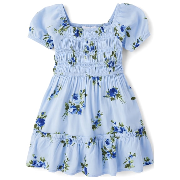 The Children's Place Baby Toddler Girls Short Sleeve Ruffle Dress, Sizes 6M-5T
