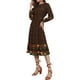 thumbnail image 4 of VESTIDOS BOHO CHIC de INSPIRE para Mujeres, Floral, Cuello Redondo, Mangas Largas, Vestido Midi de Verano, Negro-Rojo-Amarillo Floral M, 4 of 6
