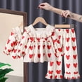thumbnail image 1 of Conjunto de pijamas para bebés y niñas, ropa de dormir informal con estampado de corazón, Top de algodón y pantalones largos, ropa de estar por casa para otoño, 2023, 1 of 4