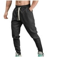 thumbnail image 2 of Abtuhar Men Solid Elastic Waist Patchwork Zipper Bottoms Outdoor Pants,Black,L, 2 of 5