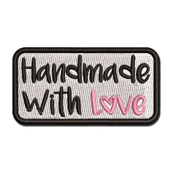 Handmade with Love Sweet Applique Multi-Color Embroidered Iron-On Patch - 2.5 Inch Small