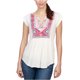 thumbnail image 1 of Blusa de punto con babero bordado Lucky Brand para mujer blanca XS, 1 of 1
