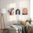 thumbnail image 6 of Boho Wall Art Set of 3 Mid-Century Modern Wall Art Sun Moon Plant Leaf Mountain Rainbow Beige Geometric Abstract Artwork Prints Modern Boho Wall Decor Ready To Hang for Living Room Bedroom 12x16, 6 of 6