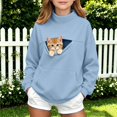 thumbnail image 2 of Mnyotv Girls Cat Pouch Sweatshirt Fleece Lined Long Sleeve Hoodless Pullover Sweatshirts with Pet Pockets Size 7-8 Years, 2 of 5